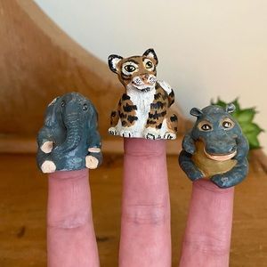 RARE Miniature Collectible Zoo Animal Figurines (Tiger, Elephant, Rhinoceros)